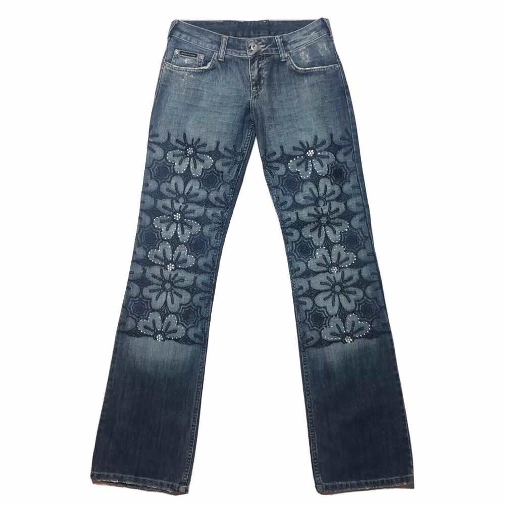 Dolce & Gabbana Embellished Floral Jeans Bootcut